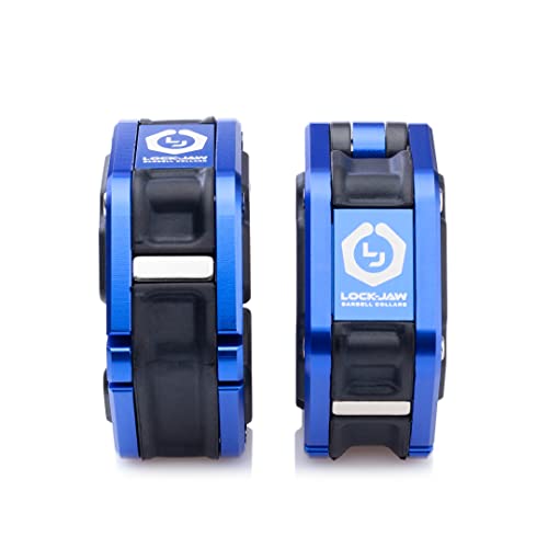 Lock-Jaw Flex Barbell Collars Olympic Barbell Clamps w/Magnet 2 Pcs – Heavy Duty Bar Clamps for 2” & 50mm Olympic Bars – Secure Weight Bar Clamps for Strength Training & Home Gym Accessories - color: Blue