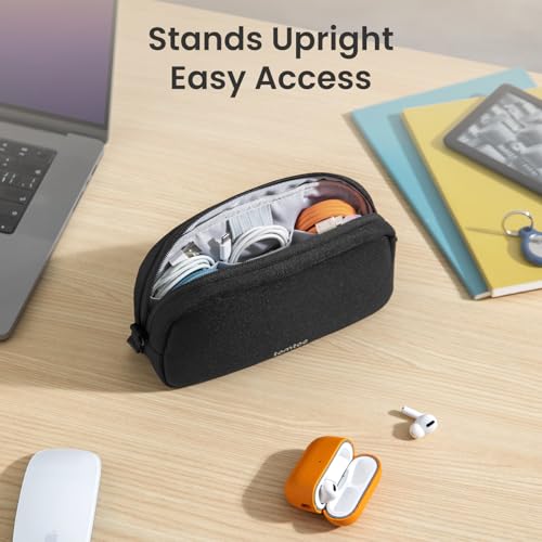 tomtoc Electronics Organizer Travel Case, Water Resistant Travel Bag Cable Organizer for Essentials, Tech Pouch Accessories Carry Storage for Cord, Phone, Cables, Airpods, USB Flash Drive, Daily Items - color: Black, size: Small