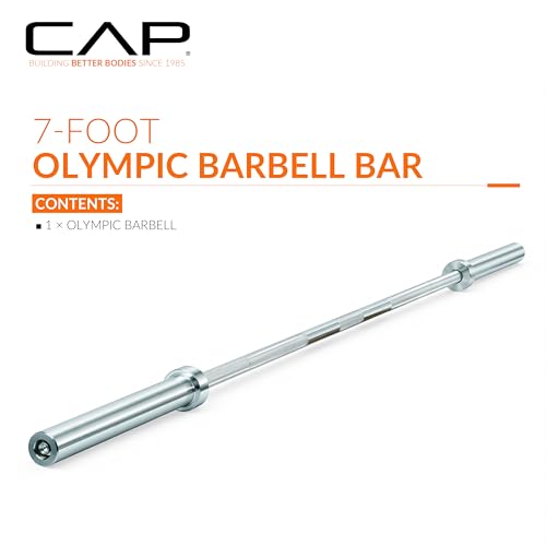 CAP Olympic Barbell, 7ft Strength Training Weight Bar, Multiple Options - color: Chrome, style: Elite