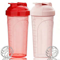2 Pack 28oz Protein Shaker Bottles, Leakproof BPA Free Gym Mix Cups - color: Red+Pink