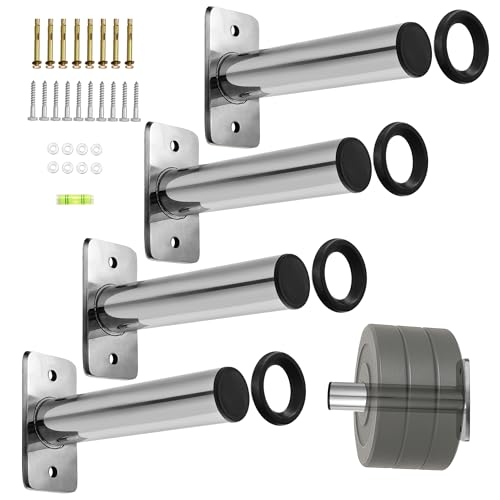 Wall Mounted Olympic Weight Plate Rack, Heavy Duty Metal 2" Plate Holder & Hanger for Home Gym, Garage Gym, Powerlifting & Fitness Equipment Storage, 275 lbs Capacity Barbell Plate Organizer with Screws for Wood & Concrete Walls - color: Silver-4pack