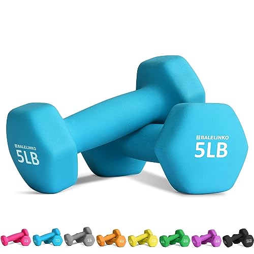 Balelinko Home Gym Equipment Workouts Strength Training Weight Loss Pilates Weights Yoga Sets Weights for Women, Men, Seniors and Youth - color: Blue, style: 5 LB, Pair