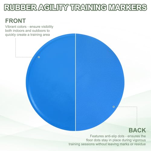 Spot Markers, Poly Spot Marker for Agility Training Floor Dots Non Slip Flat Field Cones - color: Blue, size: 23 cm/9.1inch