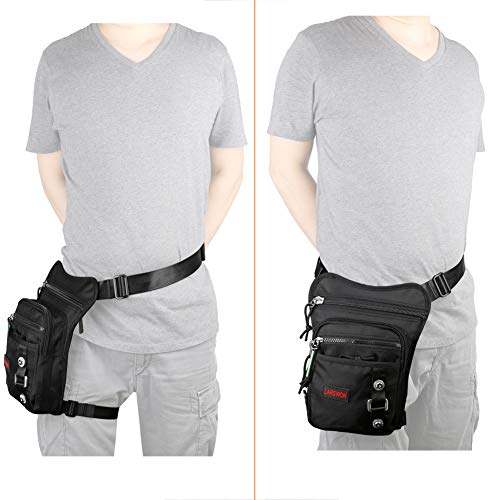 Thigh Pack, Larswon Leg Bag Thigh Pouch Bag Tactical Waist Bag Motorcycle Bag Waterproof - color: A- Black, size: Medium