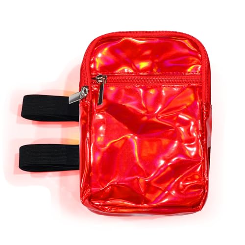 Carnival Leg Bag Holographic Thigh Bag with Adjustable Strap Leg Pouch Harness Women Summer Travel Hiking Pack(Red,Leg Bag) - color: Red, style: Leg Bag