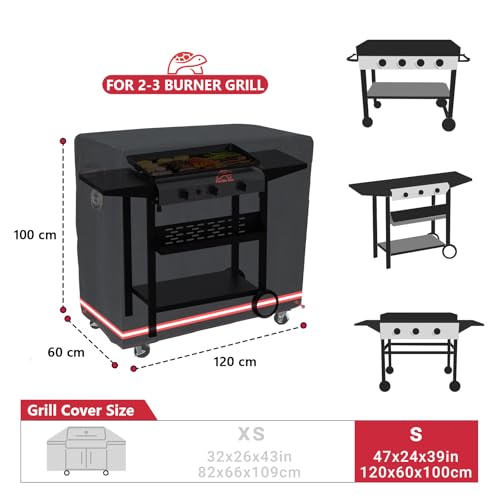 Turtle Life BBQ Grill Cover, 46 Inch Heavy Duty Waterproof Barbecue Gas Grill Covers for Flat Top Griddle, Anti-Fading Cover for Gas Grill, Black - color: Black, size: EVO-46in