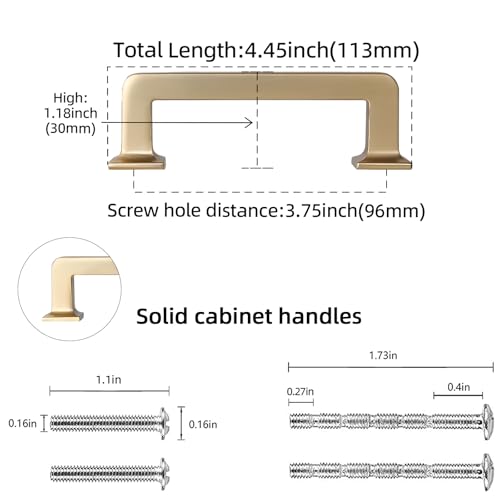 10 Pack 3-3/4 inch(96mm) Champagne Bronze Kitchen Cabinet Handles Cabinet Pulls Gold Drawer Pulls Kitchen Cabinet Hardware Dresser Handles - color: Champagne Bronze, size: 3-3/4" Hole Center（96mm）