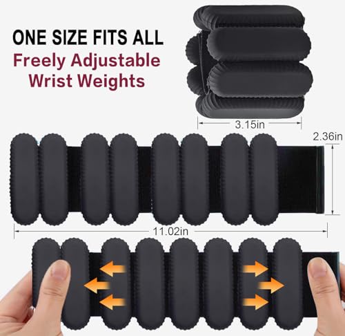 Pilates Wrist & Ankle Weights for Women, Wearable Strong Arm & Leg Weights Set of 2, Adjustable Ankle Weights for Walking, Yoga, Dance, Barre,Gym - color: Black, size: 1lbs x2