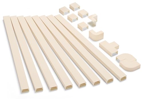 126in Cord Hider Kit, Wire Hiders for TV on Wall, Paintable Cable Management Kit, Wire Cover for Wall Mount TV, Hide Wires Along Wall, Beige Cord Cover Wall Wire Management, 8xL15.7in W0.95in H0.55in - color: Beige, size: W0.95in X H0.55in X L126in
