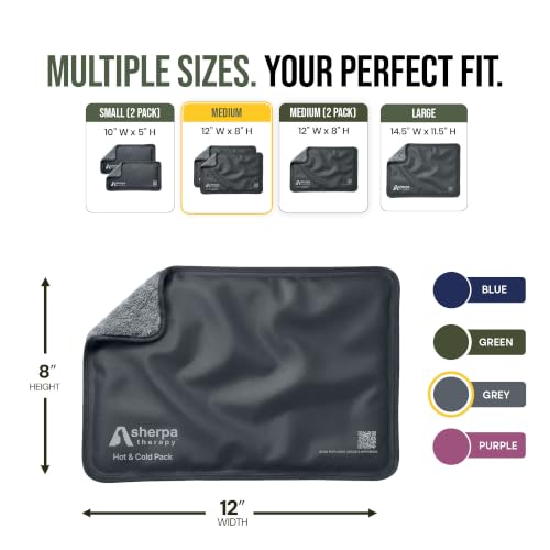 Medium Flexible Gel Ice Packs Reusable - Hot and Cold Soft Ice Packs for Injuries Reusable for Ankle, Arm, Foot, Leg, Back Pain Relief - 8" x 12" - Grey - size: Medium, style: Grey
