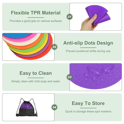 Spot Markers, Poly Spot Marker for Agility Training Floor Dots Non Slip Flat Field Cones - color: Purple, size: 23 cm/9.1inch