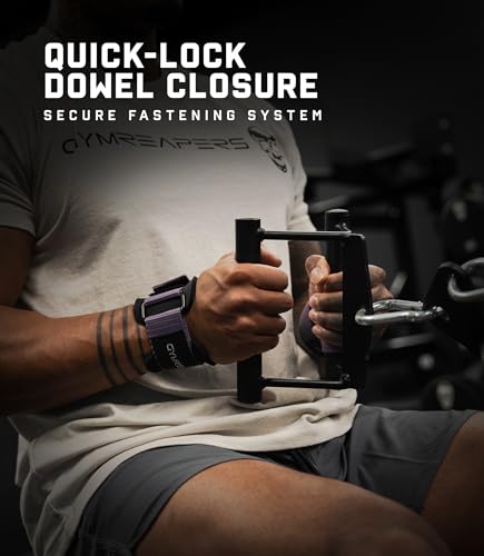 Gymreapers Weight Lifting Straps With Dowel - Wrist Straps for Weightlifting - Workout Deadlift Wrist Weights - Reinforced Stitching & Padded Fit Gym Accessories for Strength & Gym Hand Grip - color: Lilac