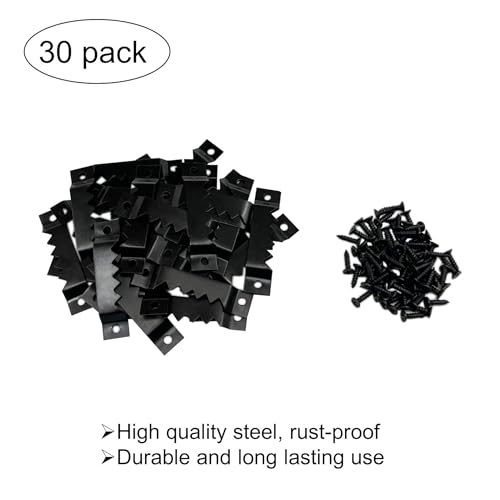 30 Pack Large Heavy Sawtooth Picture Hangers Steel Picture Hangers with Screws Picture Hang Solutions, for Hanging Clock Paintings Artwork Picture Frame Hook Photos (Black，Supports 50 lbs) - color: Large Black - 30 Pack