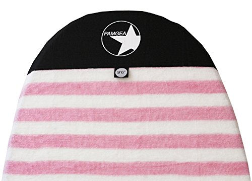 Surf Squared Surfboard Sock Cover and Paddleboard Cover - Lightweight Stretch Protective Surfboard Bag - Surfing Accessories - Shortboard, Longboard, Hybrid, Wakesurf, Standup Paddleboard SUP - color: Pink, size: 9'6" Longboard