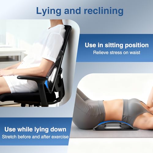 Back Stretcher for Lower Back Pain Relief, Adjustable Lumbar Traction Device, Ergonomic Spine Board with Acupressure Points, Back Massager for Spinal Decompression and Scoliosis - color: Blue