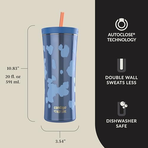 Contigo x Ally Love Shake & Go Tumbler, Autoclose Lid, Leak Proof, 20oz, Stellar Jay - color: Stellar Jay