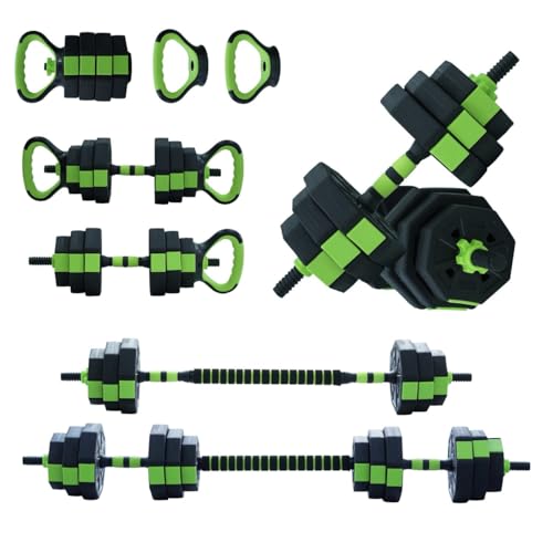 Adjustable Dumbbell Set, 44/66/88 Lbs Free Weight Dumbbells Set, 4 in 1 Dumbbells Set Used As a Kettlebell, Barbell, Push Up Stand, Exercise & Fitness for Home Gym, Black & Green - size: 88 LB-Octagon