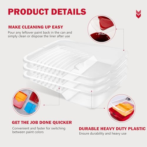 Mister Rui Paint Tray, 11 Pack, 9 Inch Paint Tray with 10 Liners, Thickened Plastic, Paint Pan Liners, Paint Roller Trays for Painting & DIY - size: 9 Inch, 11 Pack
