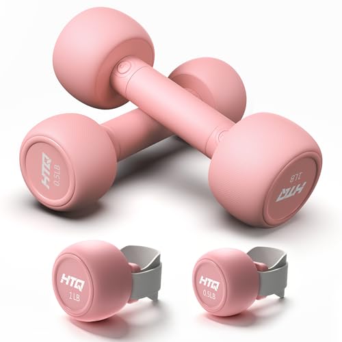 HTQ Adjustable Dumbbell Set for Women, 2-17LBS Total Plate Weight Home Workout Equipment with Kettlebell, Wrist Weights, Resistance Tube, Jump Rope, Pink/Green Free Weights Set for Women at Home - color: Pink