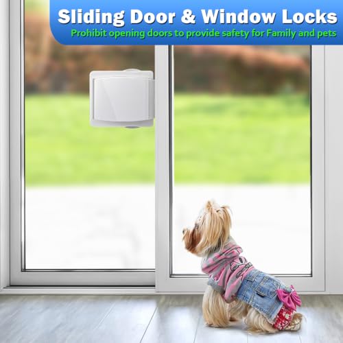 Sliding Door Lock, 2 Pack Safety Sliding Glass Door Lock for Sliding Glass Doors, Sliding Windows, Sliding Closet, etc. Adhesive Installation, Provides More Security for Your Family and Pets - size: 2 Pack