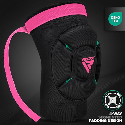 RDX Elbow Pads, Muay Thai MMA Kickboxing Sparring Elbow Guard, Martial Arts Striking Protection,Wrestling Basketball Adjustable MTB Volleyball Compression Padded Sleeve, Men Women - color: Black Pink, size: Medium
