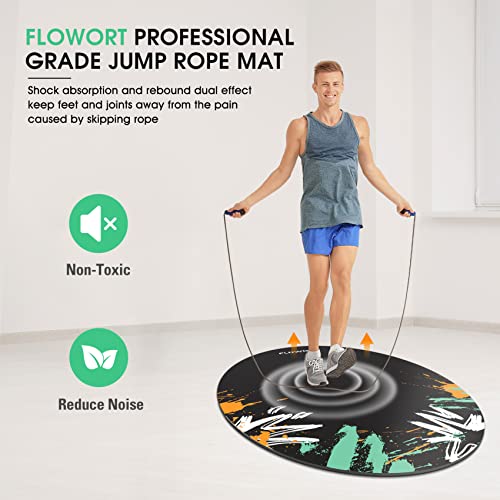 Cheete Jump Rope Mat Large Rubber Exercise Mat Indoor Outdoor Shock Absorbing Mat Non-Slip Oval Design for Floor & Rope Protection, Workout Mats for Home Gym Flooring - color: Green