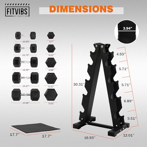 Fitvids Rubber Coated Hex Dumbbell Set with Storage Rack, 100/150/200/550 LB Hand Weight Set with Anti-Slip Grip for Home Gym - size: 200LBS Set