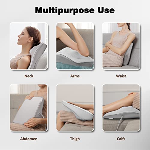 Boriwat Back Massager with Heat, 3D Kneading Massage Pillow for Back, Neck, Shoulder, Leg Pain Relief Deep Tissue, Gifts for Women Men Mom Dad(Light Gray) - style: Light Gray