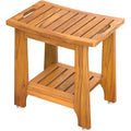 18" Standard Teak Shower Bench with Shelf & Handle - Waterproof, Non-Slip Bath Stool, 300 lbs Capacity - Fits Standard Tubs/Showers & Outdoor Use (Patented) - size: 18"W x 12" Dx 18"H