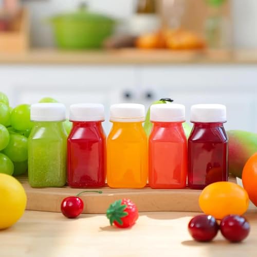 Norcalway 10pcs 2oz Plastic Shot Bottles with Caps - Ginger Shot - Freezer Safe, Leak Proof, BPA Free, Food Grade Small Plastic Travel Bottles with Caps - size: 2 OZ / 10 PACK