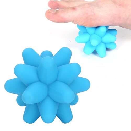 Dioche Spiky Massage Balls, 2 Colors Acupoint Physical Massage Balls, Lacrosse Ball Roller Set Perfect for Foot Massage, Deep Tissue Massage, Trigger Point (Blue) | High silicone, portable trigger point therapy tool, compatible with feet/shoulders/back, 2