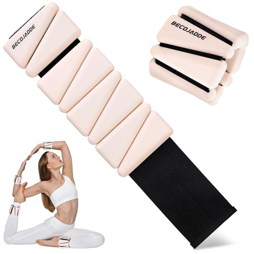 BECOJADDE Ankle Weights for Women Wrist Weights Set of 2 (1 lb/2 lb Each) Adjustable Arm Leg Weight for Womens Men Suitable for Walking Swimming Running Pilates Yoga Gym - color: Cream Beige, size: 2lb Pair (1lb Each)