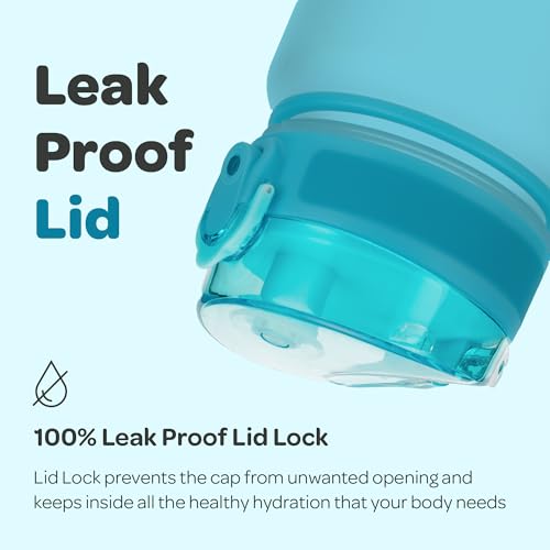 Hydracy Motivational Water Bottle with Time Marker & Fruit Infuser 17 oz | BPA-Free Tritan, Leakproof Flip-Top Lid,No-Sweat Sleeve,Carry Strap,Daily Intake Tracking for Gym,Sports,Outdoors - color: Aqua Blue, size: 17 Ounces