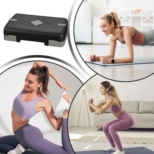 Exercise Step Exercising Training Steppers with Tension Bands | Multifunctional Aerobic Stand for Adults Men Women Indoor Home Sports Floor Exercising - color: Gray