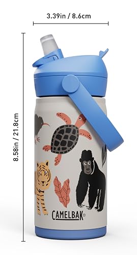 CamelBak Thrive Flip Straw Kids Insulated Stainless Steel Water Bottle with Bite Valve, Spill Resistant Easy Sip Design for School and Play, 12oz, Protect Our Pals - color: Protect Our Pals