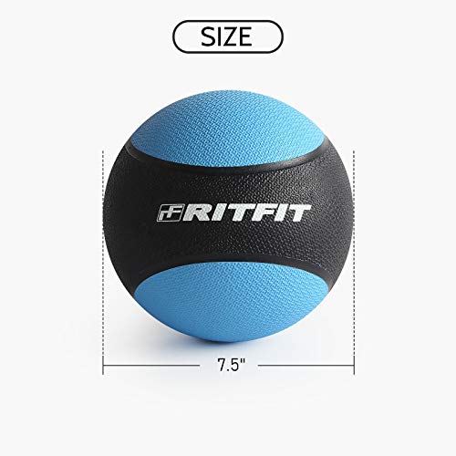 RitFit Weighted Medicine Ball - Non-Slip Rubber Shell & Dual Texture Grip - Workout Exercise Ball for Core Strength, Balance Training, Coordination Fitness - Multiple Weights & Colors - size: 4lb