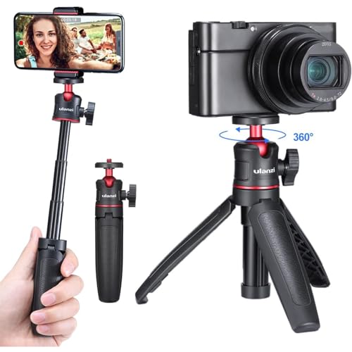 ULANZI MT-08 Extension Pole Tripod, Mini Selfie Stick Stand Handle Grip for Cell Phone iPhone Pro Max Android Luna Pocket Xtra Muse Canon Sony ZV-1 A6400 A6600 Cameras Video Recording/Vlogging - color: Black