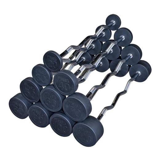 Body-Solid Rubber Coated Fixed Weights Curl Barbells - Weighted Bar for Weightlifting Exercise, Bodybuilding, Strength Training, Squat Rack & Bench Press - style: 650lbs. Set