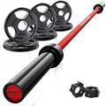 RitFit Barbell Weight Set - 4/6FT Olympic Barbell with Weight Plates (55-115LB Total) - Weightlifting Equipment for Squats, Curls, Deadlifts, Presses, Hip Thrusts - color: Black/Red, size: 6FT With 35LB Plates