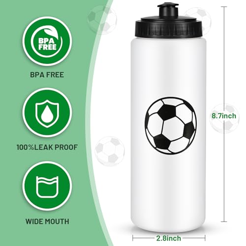 Soccer Party Favors, 12 Pack Soccer Water Bottles with 300 PCS Stickers, 20 oz Sports Squeeze Bottle, BPA-Free Reusable Water Bottles Bulk for Boys, Gifts For Team - style: 3# 12 Pack-Soccer