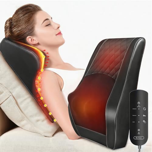 Boriwat Back Massager with Heat, 3D Kneading Massage Pillow for Back, Neck, Shoulder, Leg Pain Relief Deep Tissue, Gifts for Women Men Mom Dad - style: Black