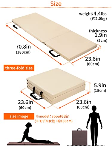 KaRaDaStyle Gymnastics Mat Folding Stretch Mats 71"x24"x2" Exercise Muscle Training Children Play Horizontal Bar Mat Yoga Sports Soundproof Home Use - color: Red