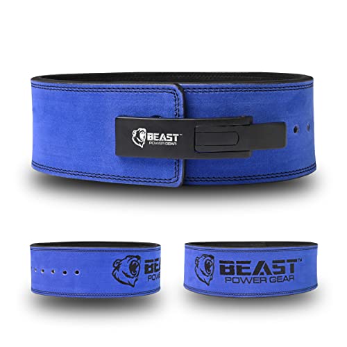Beast Power Gear Weight Lifting Belt Lever Buckle 10MM 13MM Thick & 4 Inches Free Strap Weightlifting, Powerlifting, Deadlifts, Squats Men Women - color: Blue/Black, size: XXXX-Large