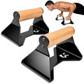 Rocalt Push Up Bars with Wooden Handles, Home Gym Calisthenics Parallettes | Ergonomics beech wood grips, alloy steel frame, 550 lb support, anti-slip feet, no assembly, for dips and deep push-ups