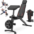 OPPSDECOR Adjustable Weight Bench with Leg Extension and Curl, Preacher Curl Bench for Home Gym, Foldable Workout Bench, 800LBS Full Body Strength Training, 10-Position Incline Decline Bench Press