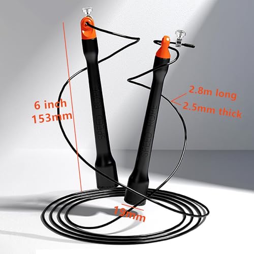 Ultra-Light Speed Rope Jump Rope with Black Ergonomic Handles,PVC Cable, Adjustable Length, for Cardio Training, CrossFit, Boxing - color: Black