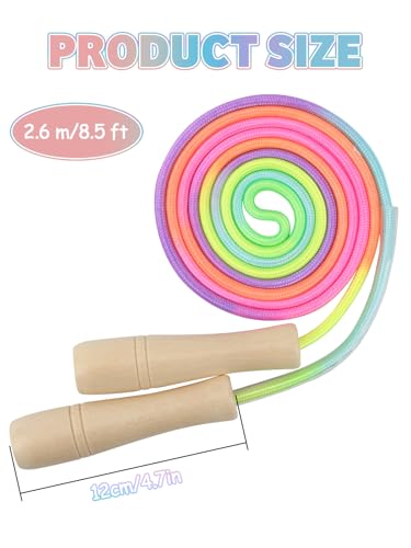 Jump Rope for Kids, Lorvain Adjustable Skipping Rope, Kids Jump Ropes with Wooden Handle for Girls Boys, Weighted Jumping Ropes for Fitness Workout Exercise Outdoor Fun Activity - color: Rainbow-1 Pc