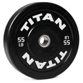 Titan Fitness Economy Series Black Olympic Bumper Plates, Durable Rubber Exterior with Steel Core, Weightlifting and Strength Training Weight Plate - size: 55 LB Single