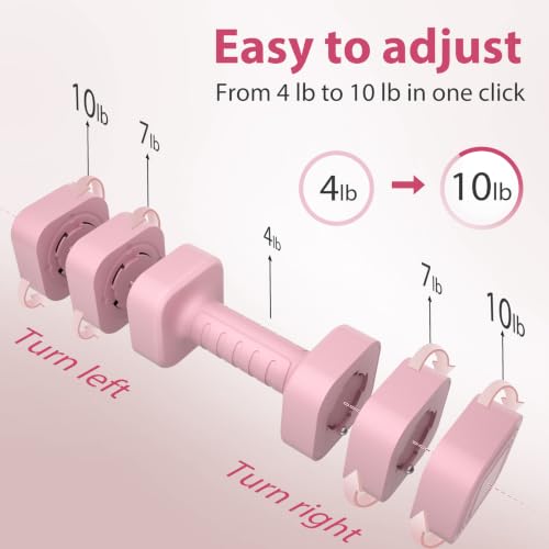 Adjustable Dumbbell Set of 2, 2.2-20LB Adjustable Weight Set, 3 in 1 Free Weights Dumbbells Set for women men at home, 2.2lb, 3.6lb, 5lb,10lb, 20lb, for Home, Office, Gym Exercise Training, Anti-slip Handle - color: Pink, size: 20LB(10LB Pair)