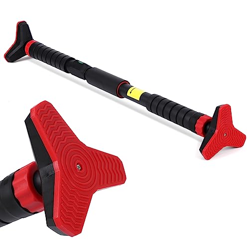 Pull Up Bar for Doorway, Strength Training Upper Body Workout Chin Up Bar with Level Meter and Adjustable Width No Screw Installation for Home Gym Exercise Fitness Black and Red